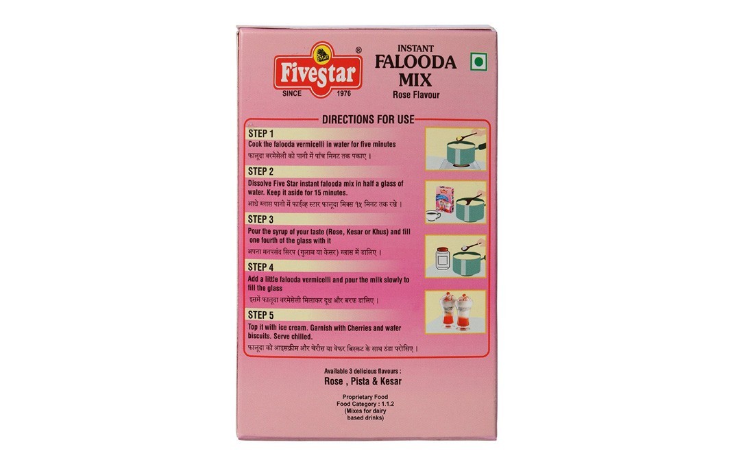 Five Star Instant Falooda Mix Rose Flavour   Box  100 grams